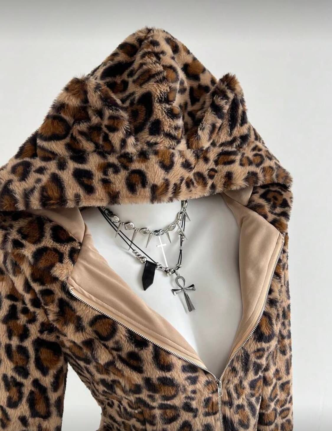 새상품) 레오파드 갸루 딱붙 후드집업 상품이미지1