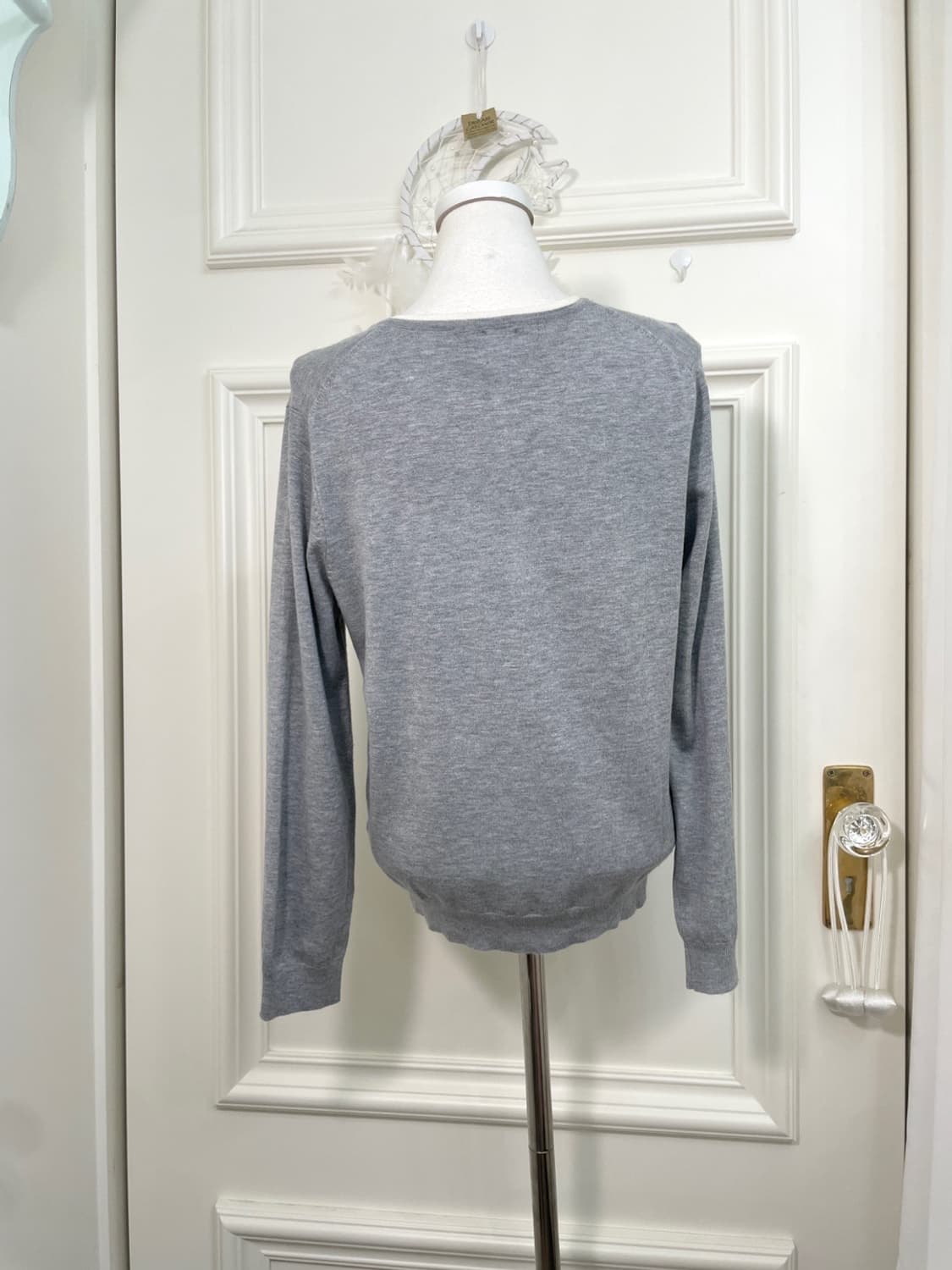 gray white lining basic cardigan(size-L) 상품이미지3