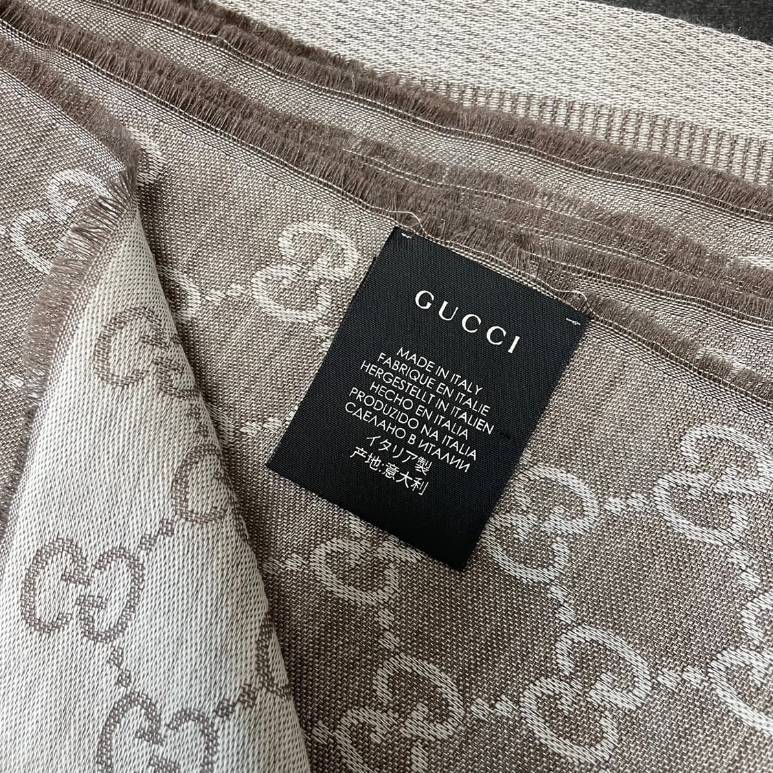 [F] GUCCI 구찌 GG 울 실크 머플러 스카프 그래파이트 베이지 상품이미지2