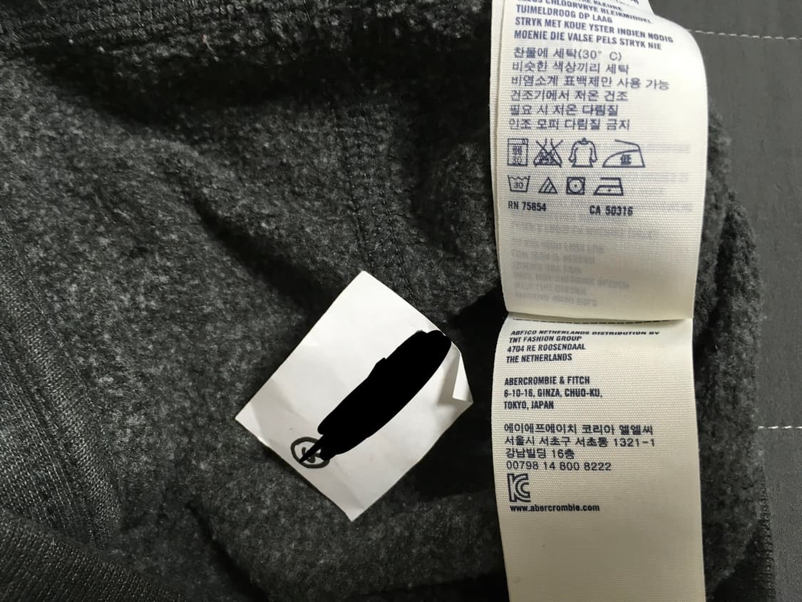 아베크롬비 순록 로고 그레이 단추 후드집업 상품이미지5