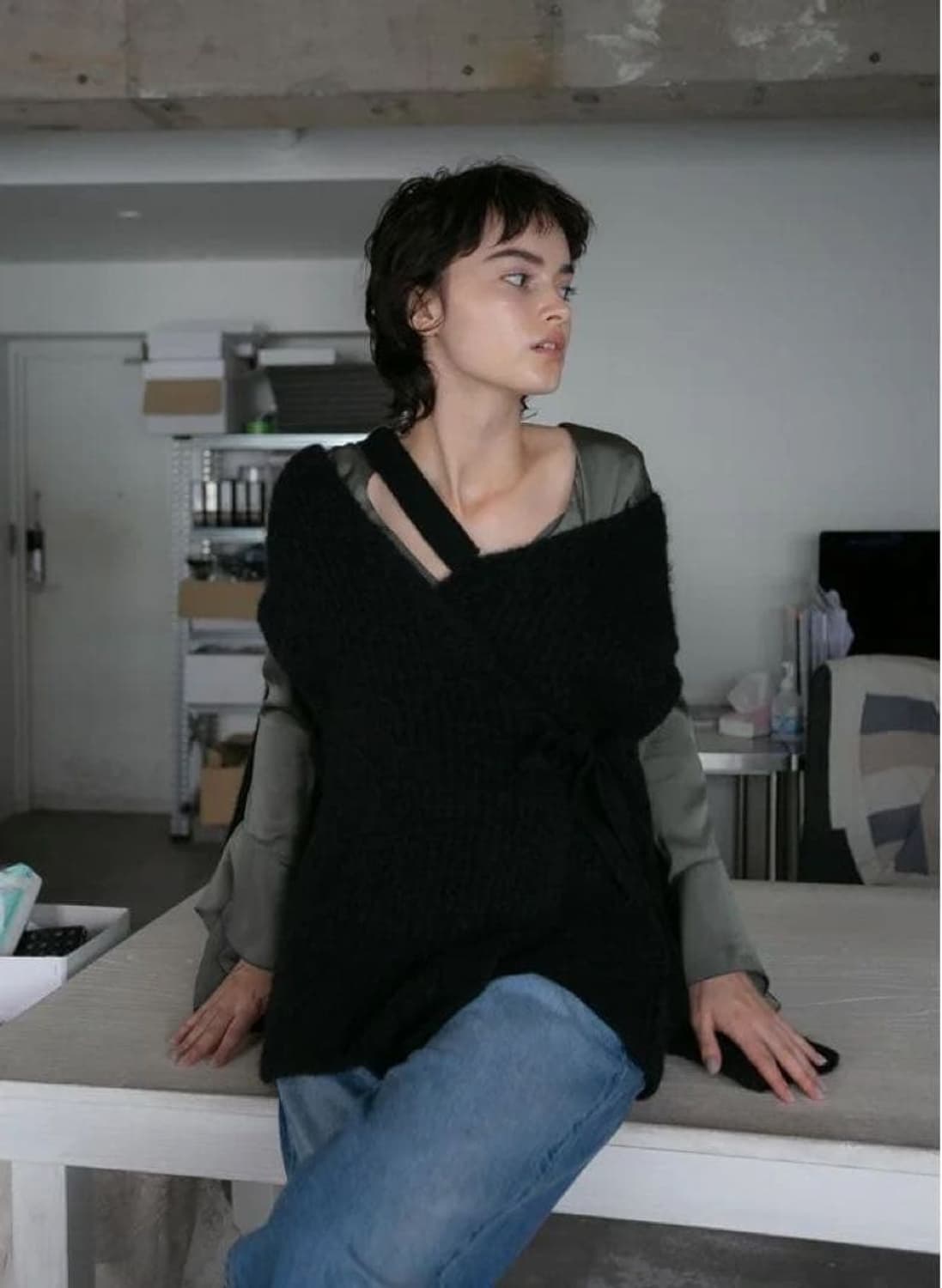 퍼버즈 모헤어 가디건 블랙 상품이미지2