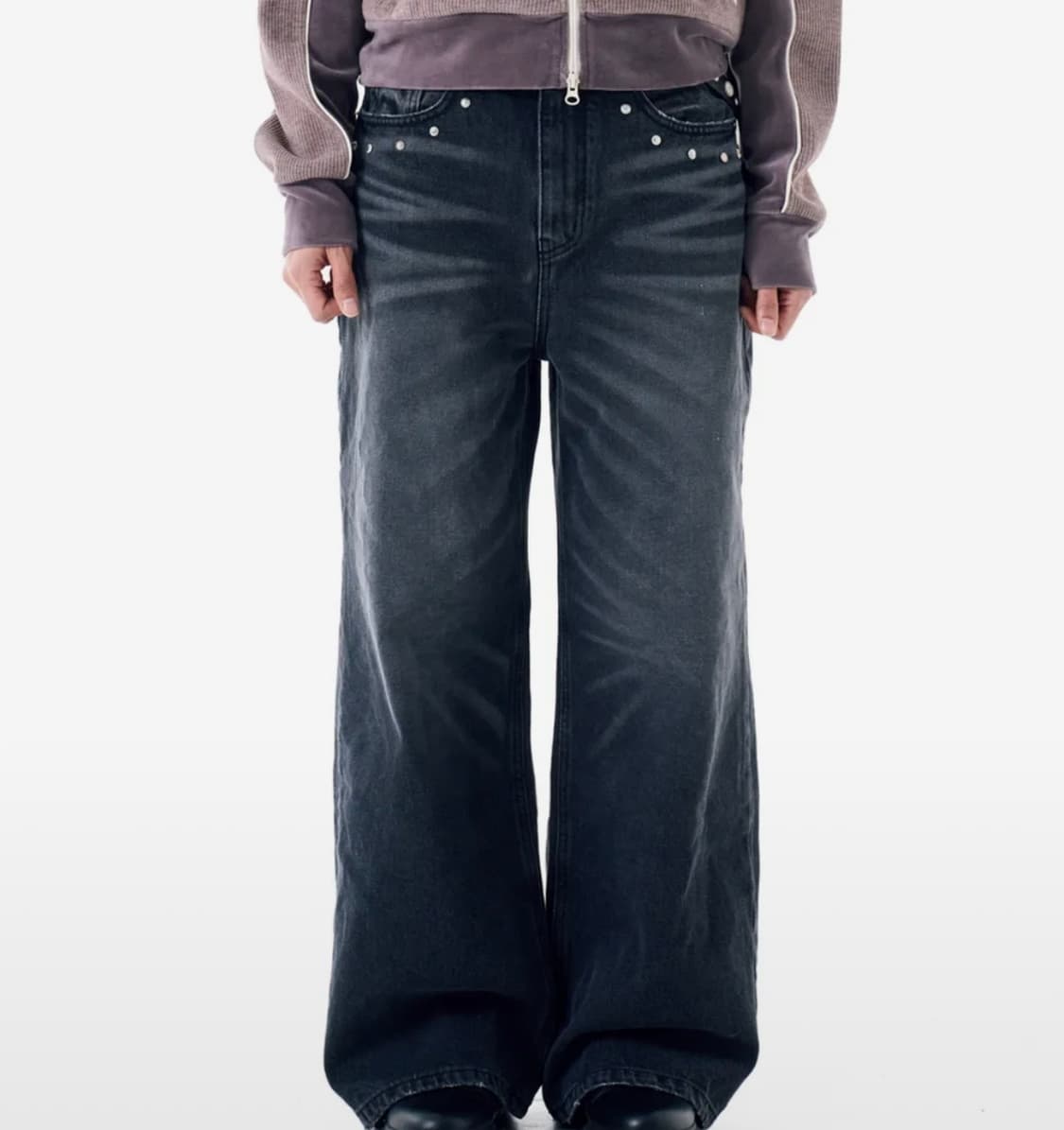 아캄 aakam Multi Studded Denim Pants 블랙 상품이미지1