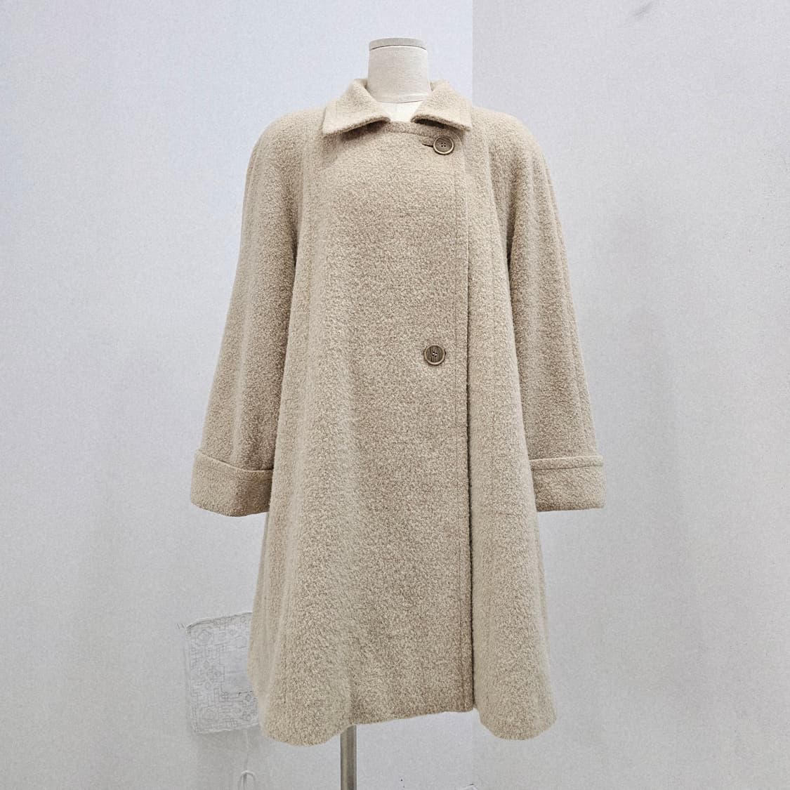 SANYO 울 블렌드 내추럴 베이지 하프코트 상품이미지1