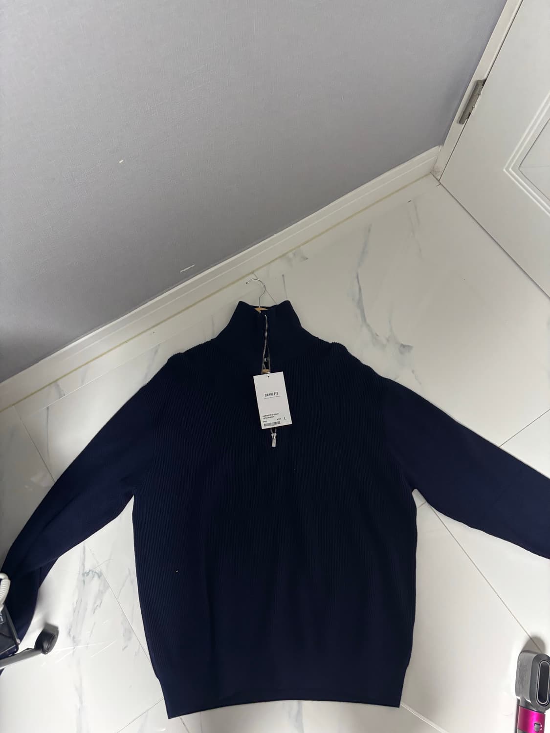 드로우핏 하프 집업 카라 울 니트 네이비 새상품 (L) 상품이미지2