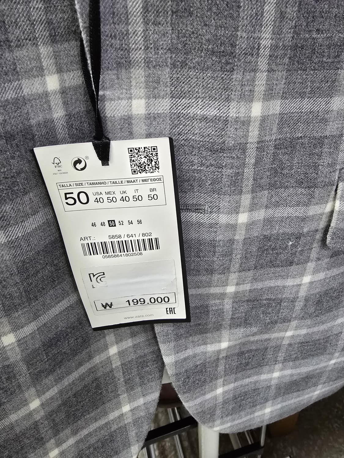 자라 체크 패턴 남성 블레이저 자켓 (1322) 상품이미지5