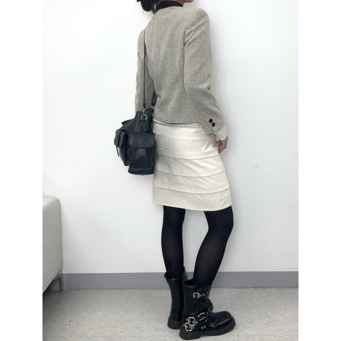 빈티지 아이보리 캉캉 울 스커트 상품이미지4