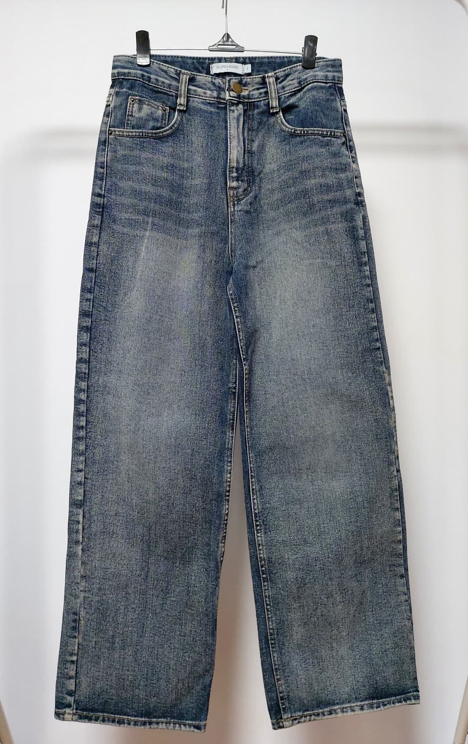 슬로우무드(SLOWMOOD) 여성 워싱 와이드 데님팬츠(S) 상품이미지1