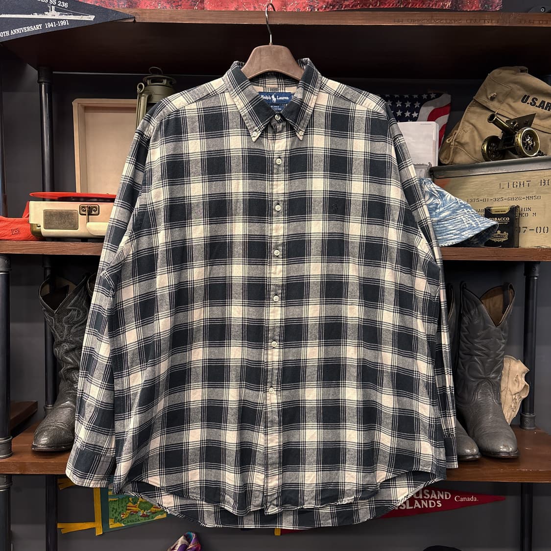 90s 폴로 랄프로렌 블레이크 루즈핏 코튼 플란넬 체크셔츠 N755 상품이미지1