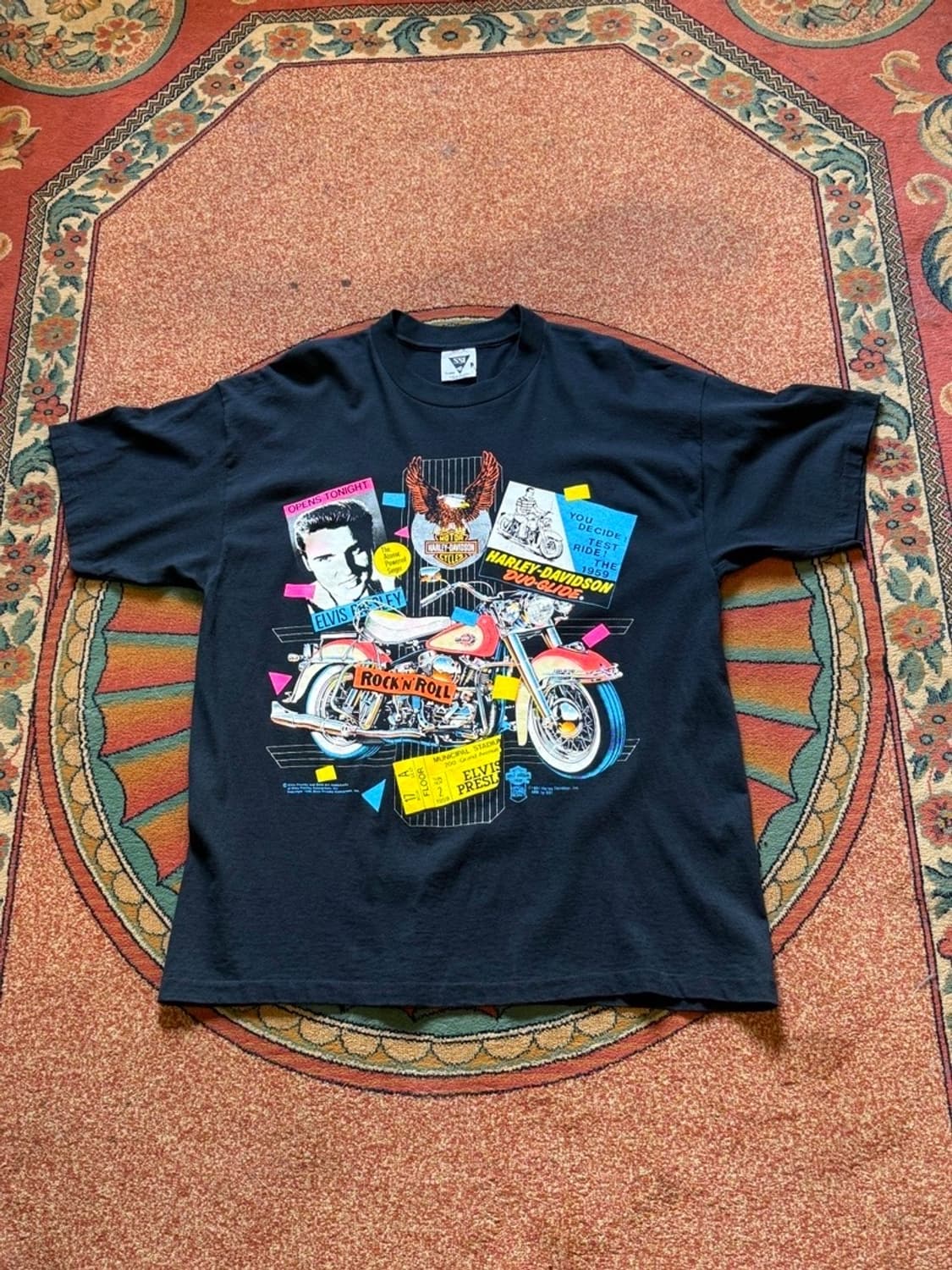 Harley Davidson X SSI 엘비스 프레슬리 빈티지 프린팅 티 상품이미지2