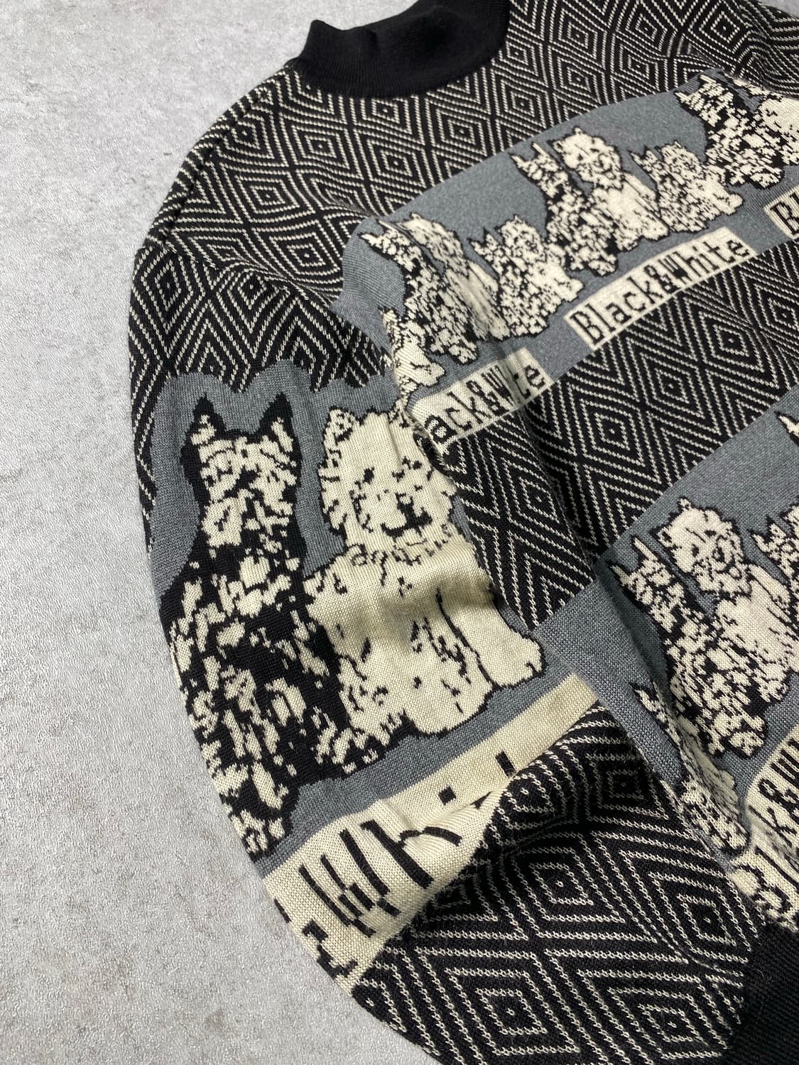 [XL] 90s Black & White 블랙앤화이트 크루넥 울 니트 상품이미지3