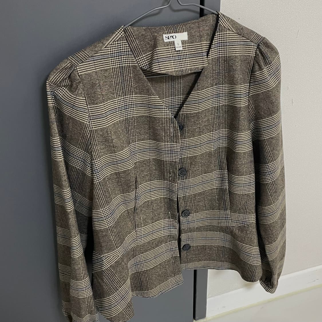 새상품) 스파오 spao 체크 블레이저 자켓 S 브라운 상품이미지2
