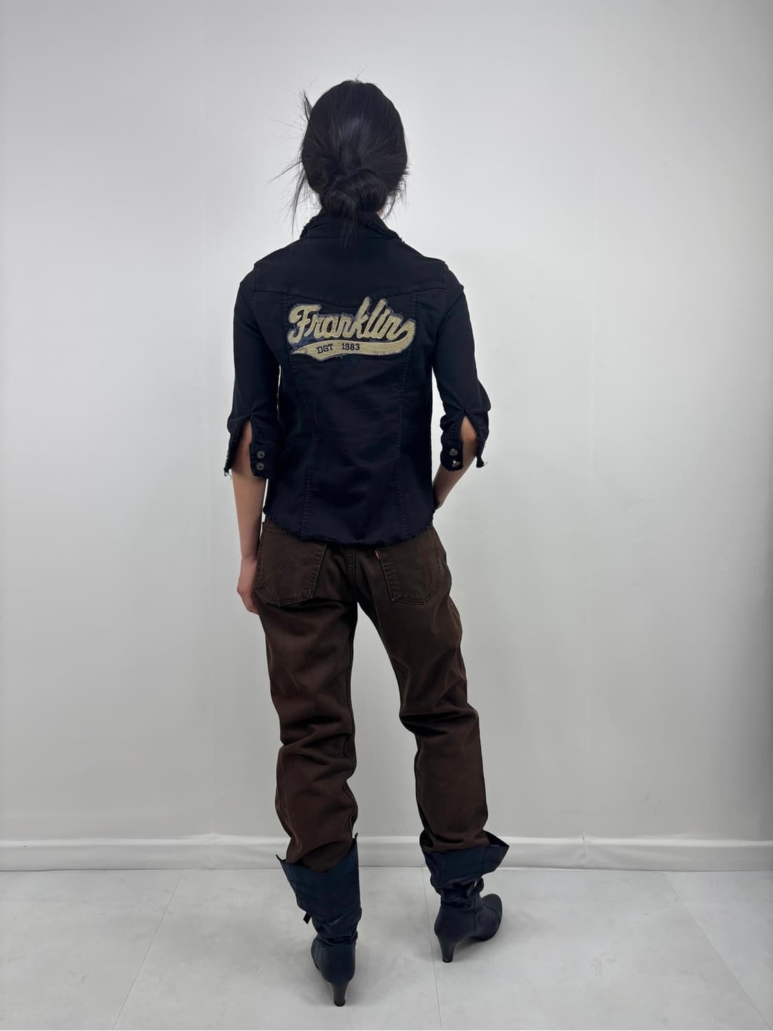 빈티지 레터링 3/4 슬리브 셔츠 상품이미지2