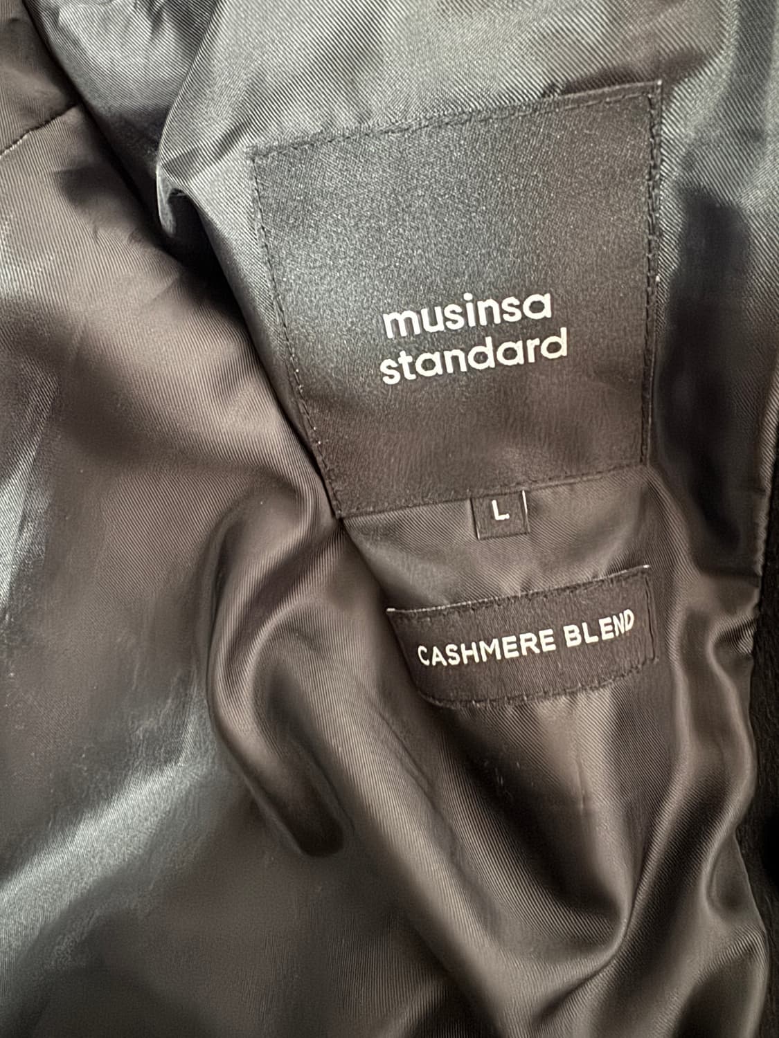 무신사 스탠다드 캐시미어 혼용 더블 코트 블랙 미니멀 L 상품이미지4