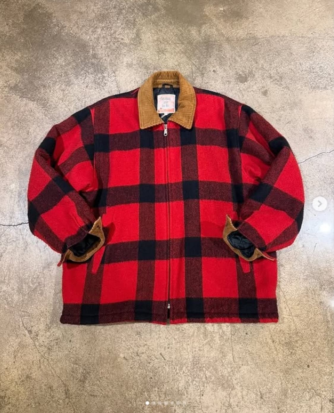 캐네디언 울 폴리 혼방 버팔로 체크 코듀로이 카라 덱 자켓 상품이미지1