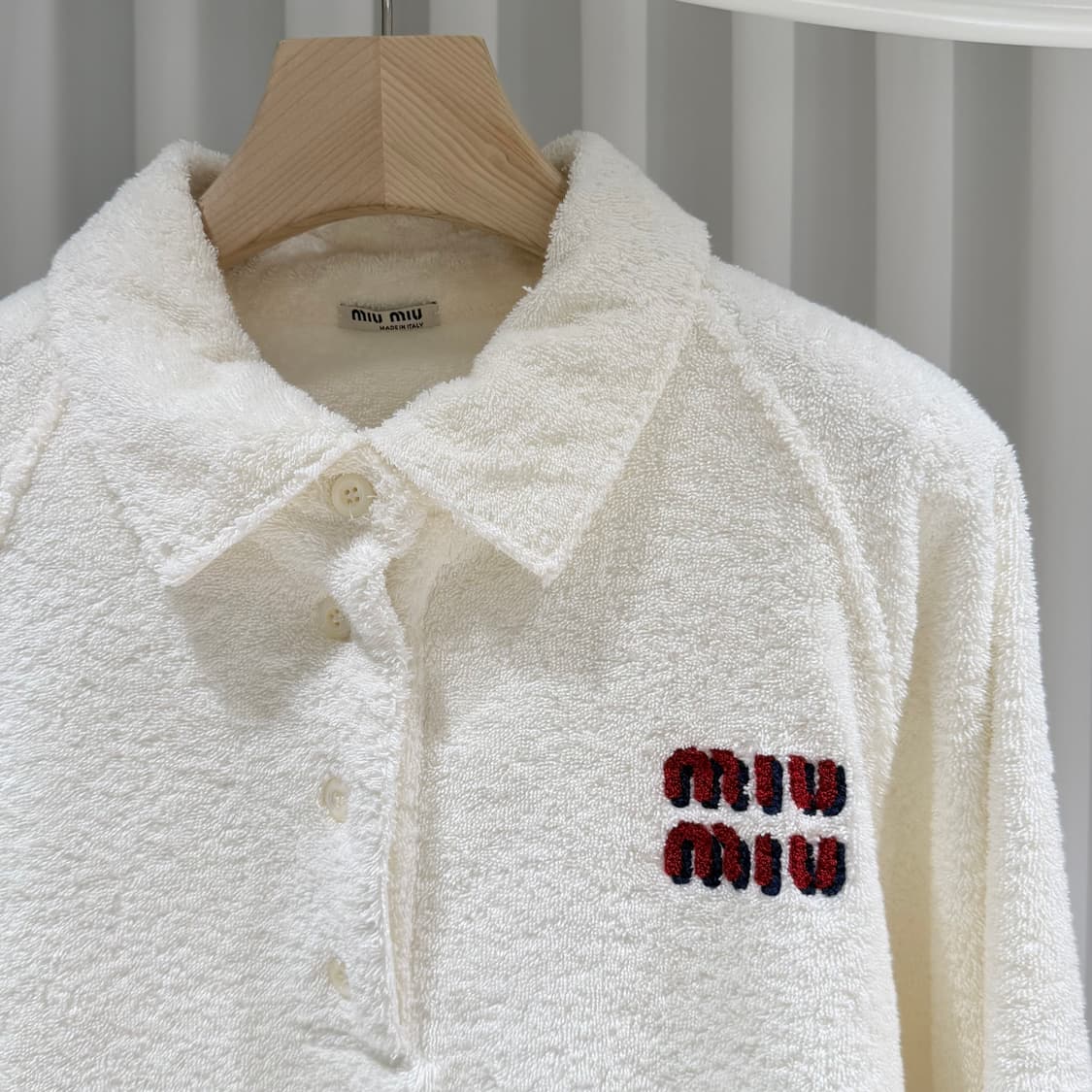 (A+/XS) / 미우미우 코튼 폴로 니트 화이트 상품이미지4