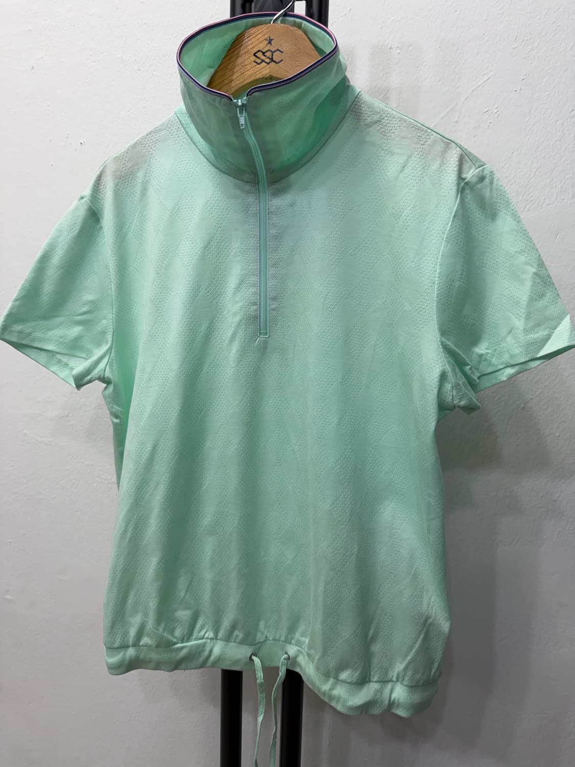 정품) 랑방 한섬 민트색 반집업 퍼프 기능성 반팔 40 상품이미지3