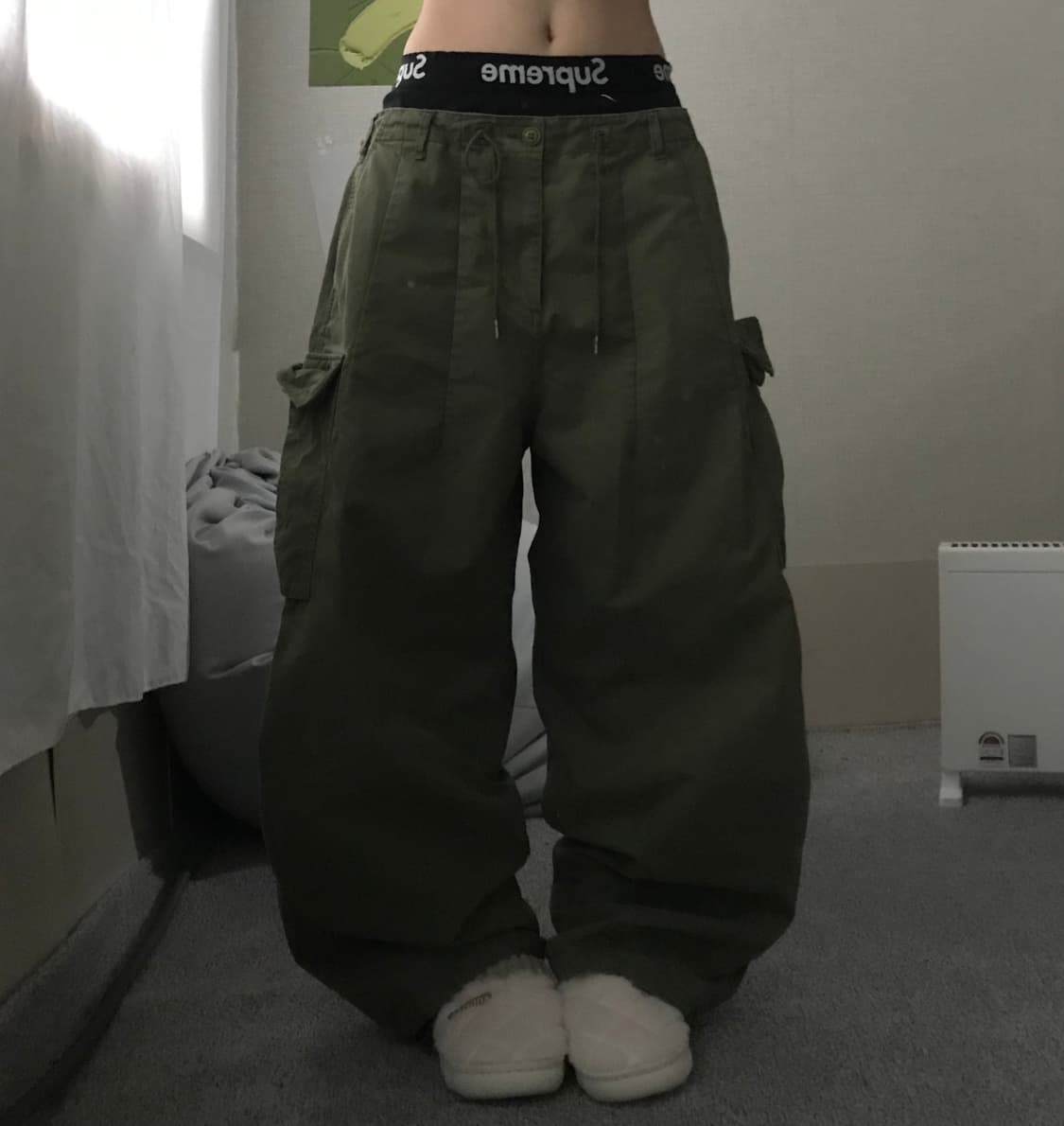 카키 와이드핏 카고팬츠 상품이미지1