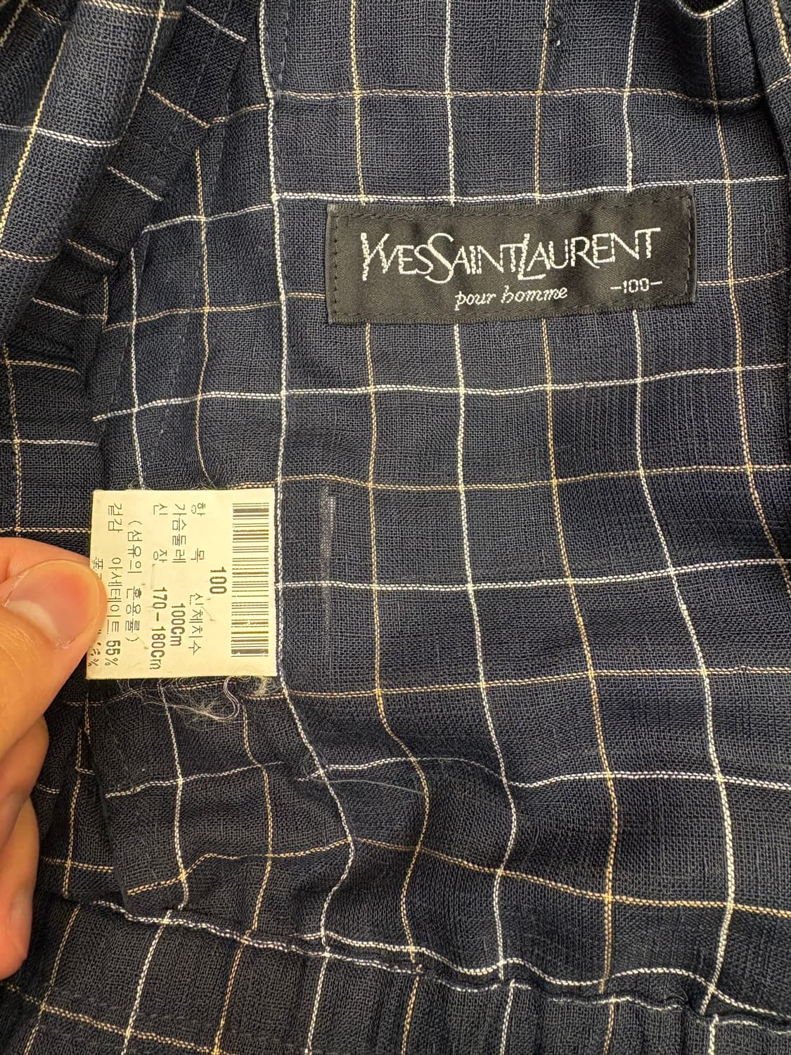 입생로랑 린넨 체크 블루종 자켓  상품이미지10