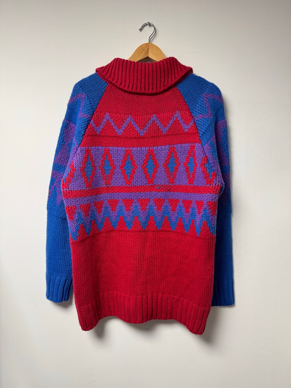 빈티지 컬러풀 노르딕 배색 패턴 오버핏 니트 집업 가디건 F 상품이미지6