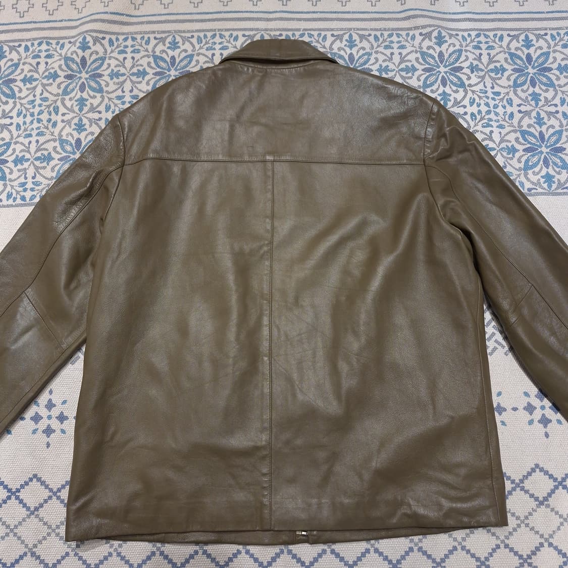 WINDY CLUB 카키 아메카지 심플 카라넥 양가죽 램스킨 가죽자켓 L 상품이미지9