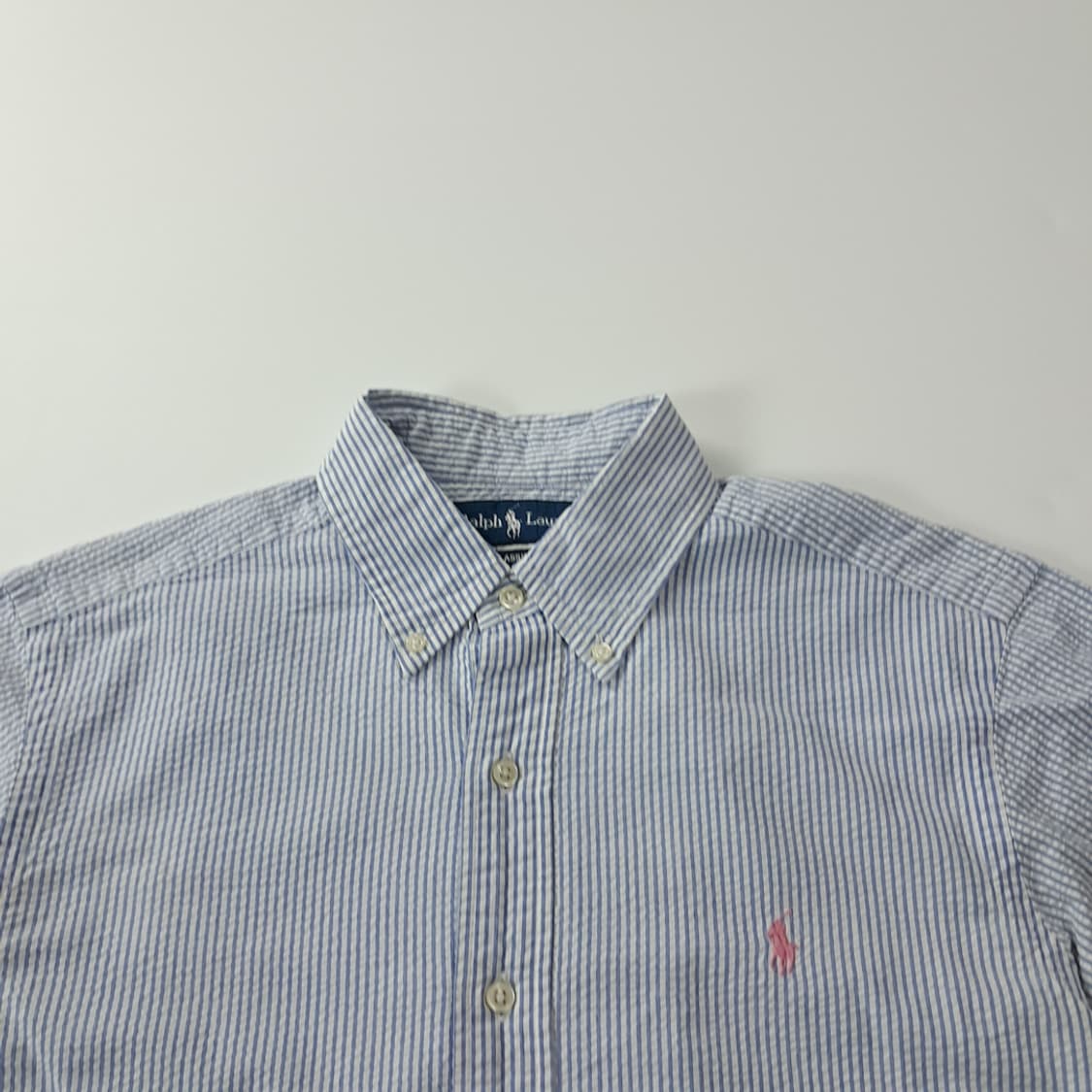 CK256 M 폴로 90s 시어서커 클래식블루 스트라이프 반팔 셔츠 남 상품이미지2