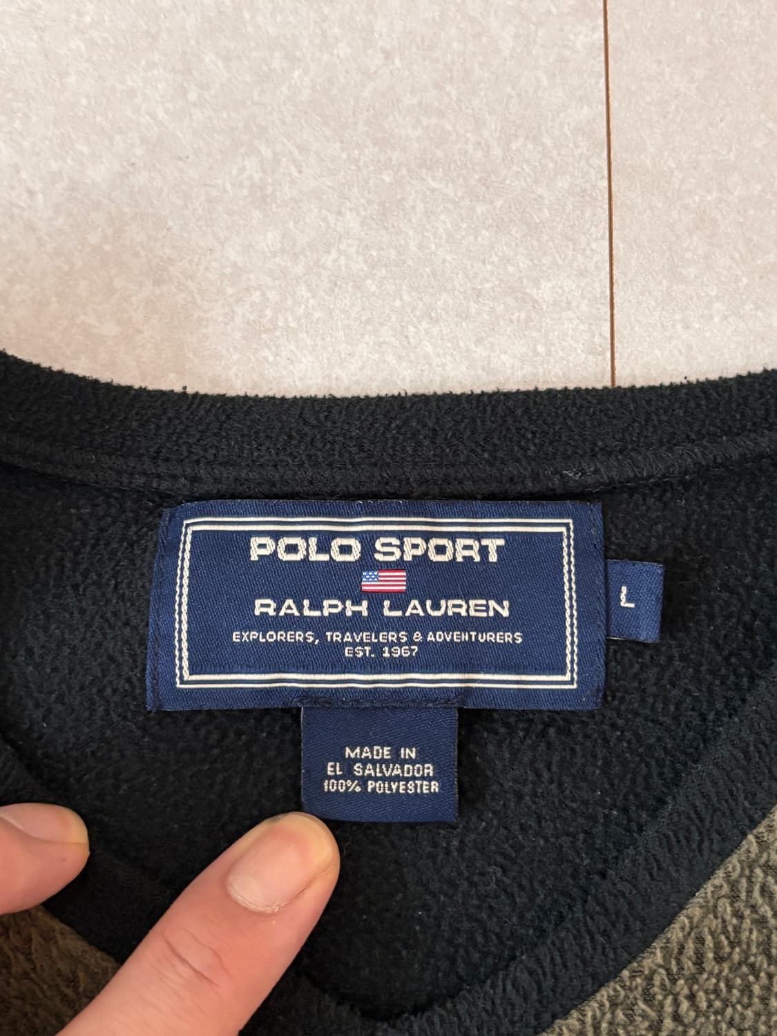 90s Polo Sport × Polartec 브이넥 플리스 L 카키블랙 상품이미지4