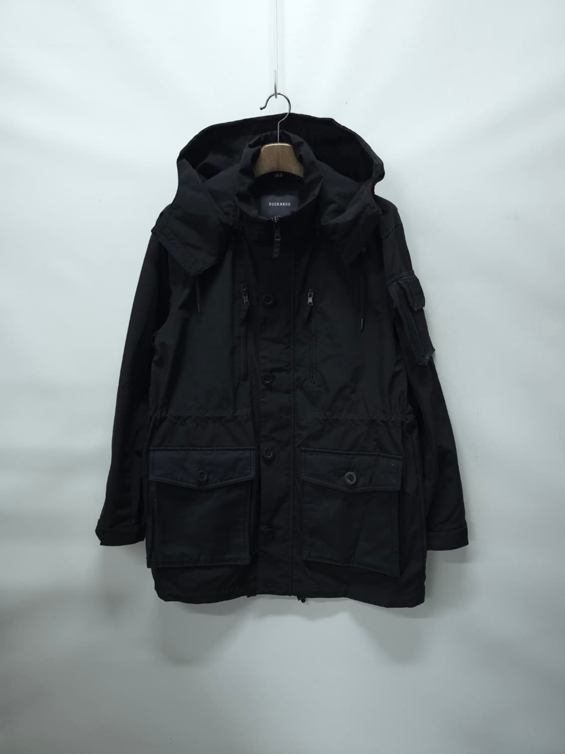 버카루 남성 유틸리티 후드 야상 자켓 (XL/블랙) 상품이미지1