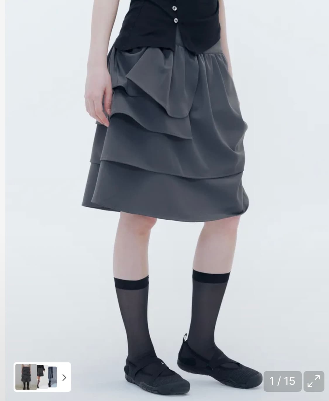 (택O) 미세키서울 Unbalanced layers midi skirt 상품이미지1