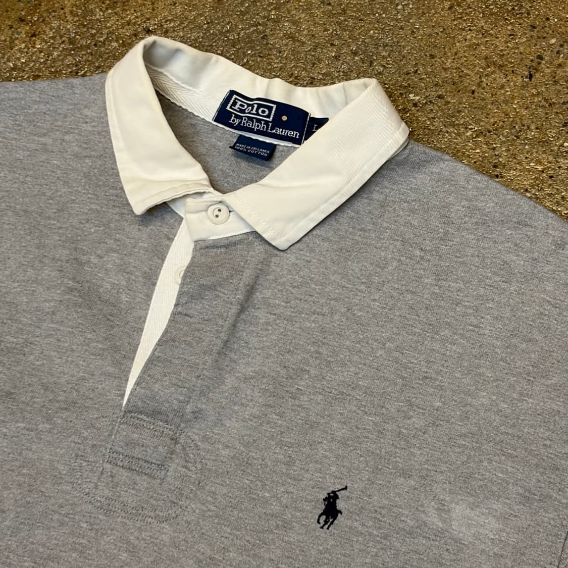 레어 90s 미국 빈티지 폴로랄프로렌 헤비코튼 럭비티 카라티 상품이미지4