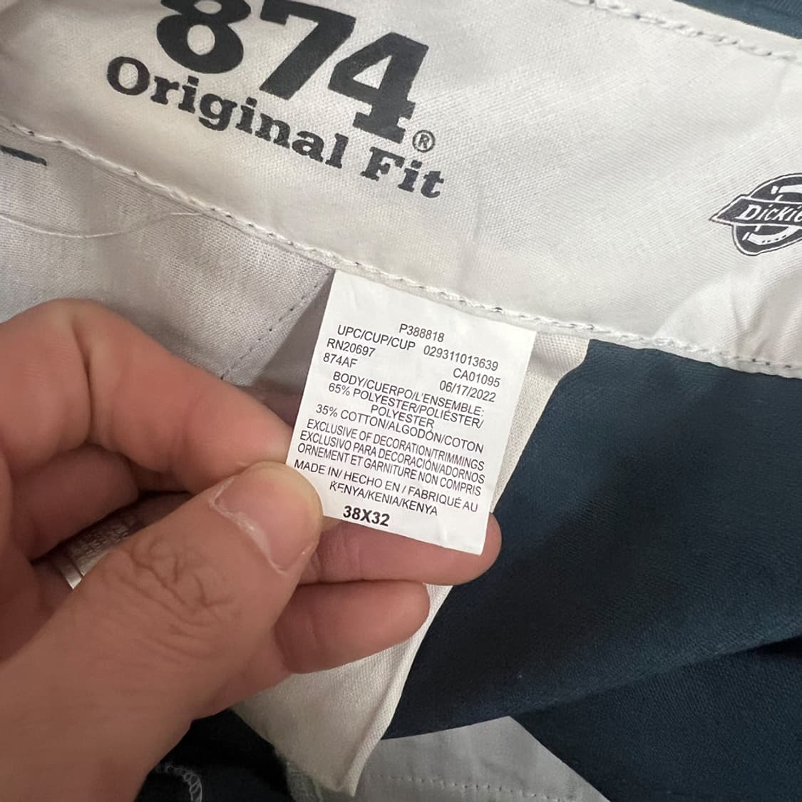 디키즈 874 오리지날핏 데드스탁 청록 워크 팬츠 면바지 38 상품이미지4