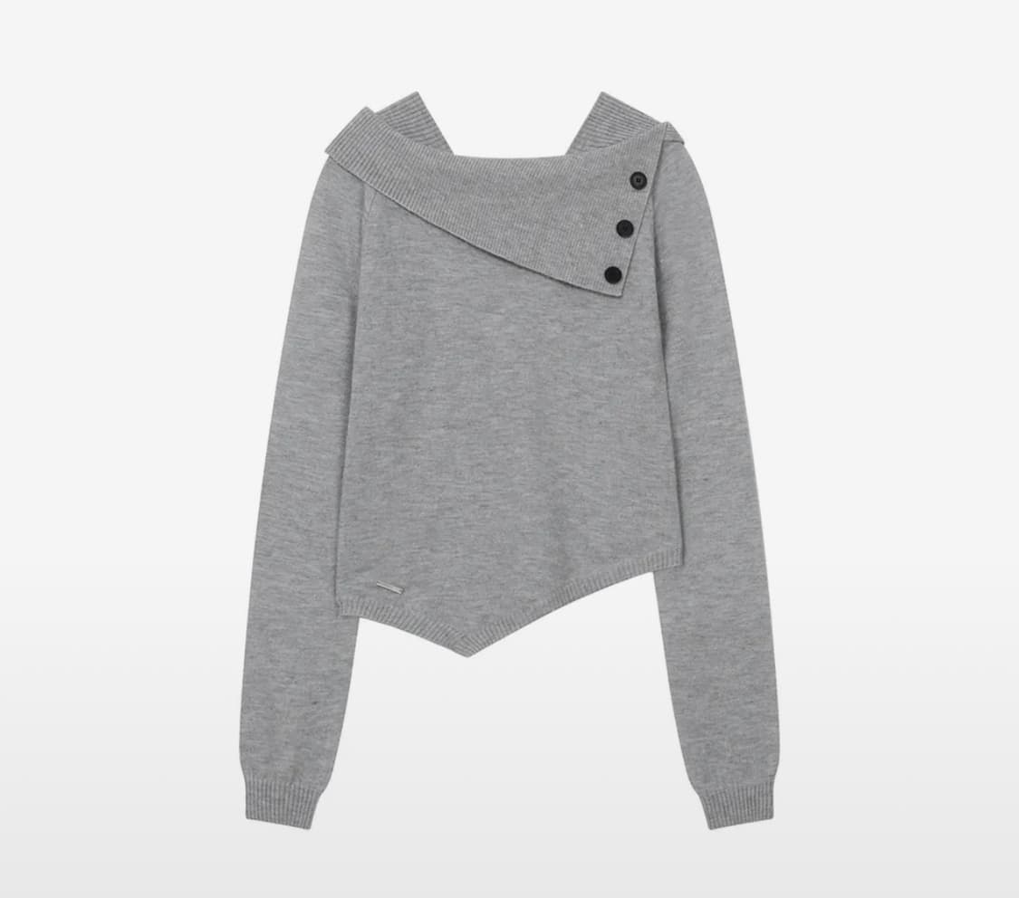 미세키서울 Oblique line button  니트 LIGHT GREY 상품이미지1