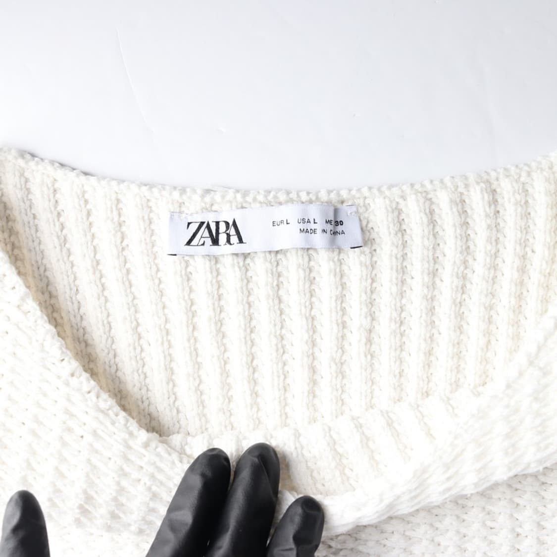 ZARA 텍스처드 크롭 숏슬리브 니트 L 상품이미지5