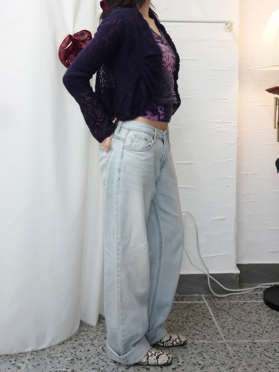 deep purple knit bolero 상품이미지3