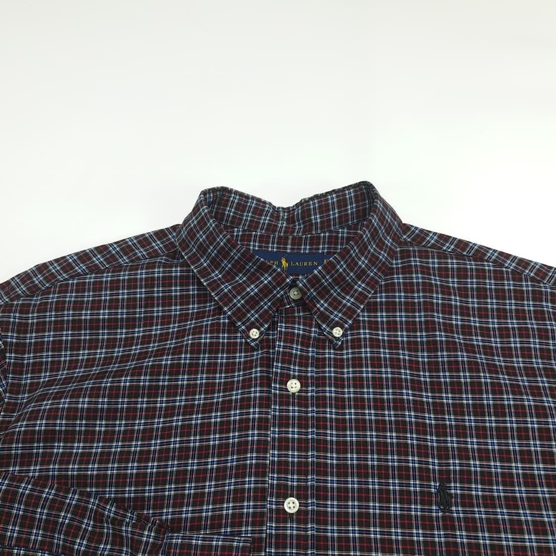 Co871 2XL 폴로 랄프로렌 블랙 스몰타탄체크 긴팔 셔츠 남방 상품이미지3