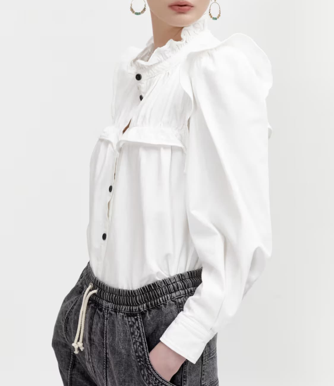 이자벨마랑 화이트 러플 블라우스 상품이미지4