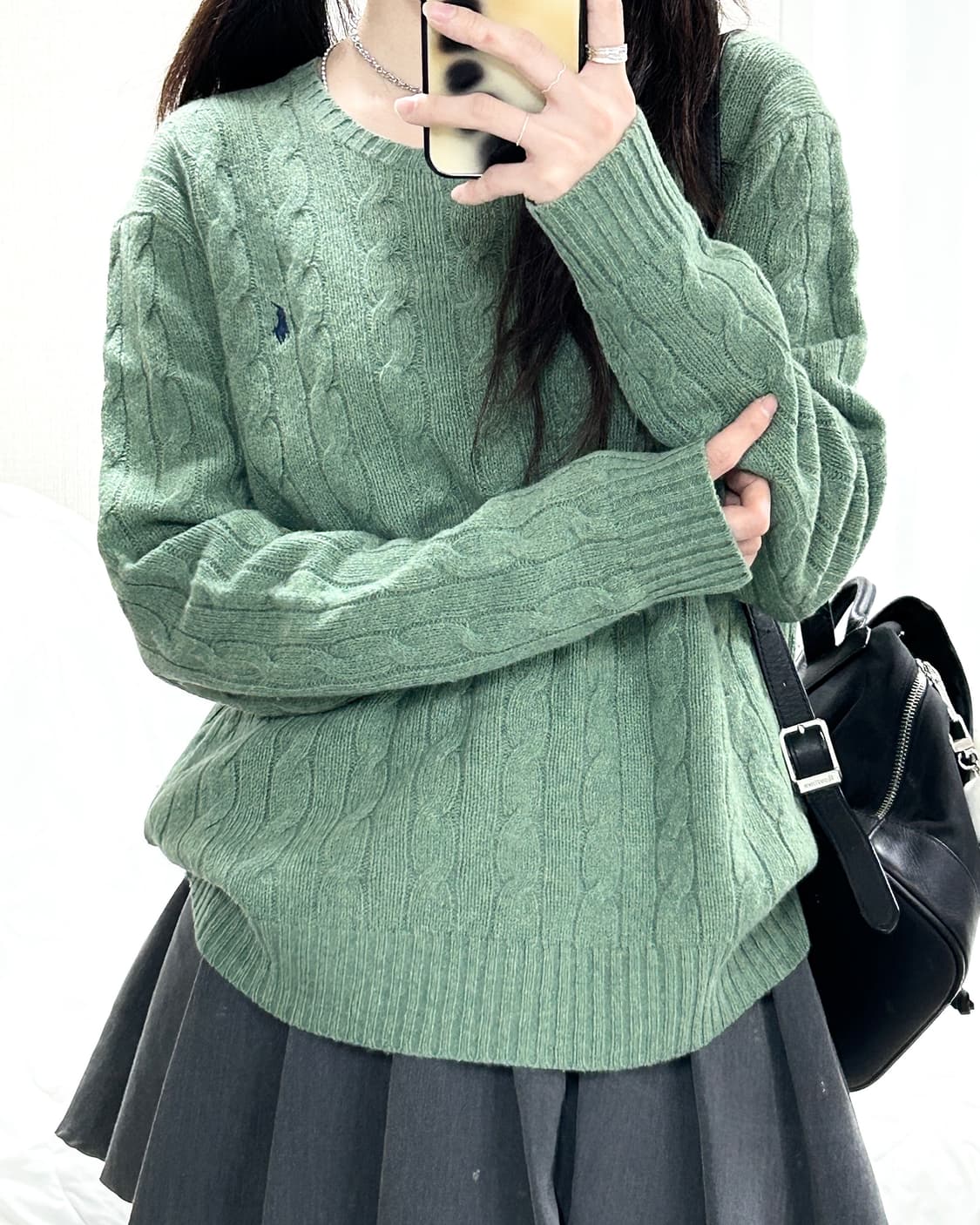 폴로 캐시혼방 말차 케이블니트 상품이미지1