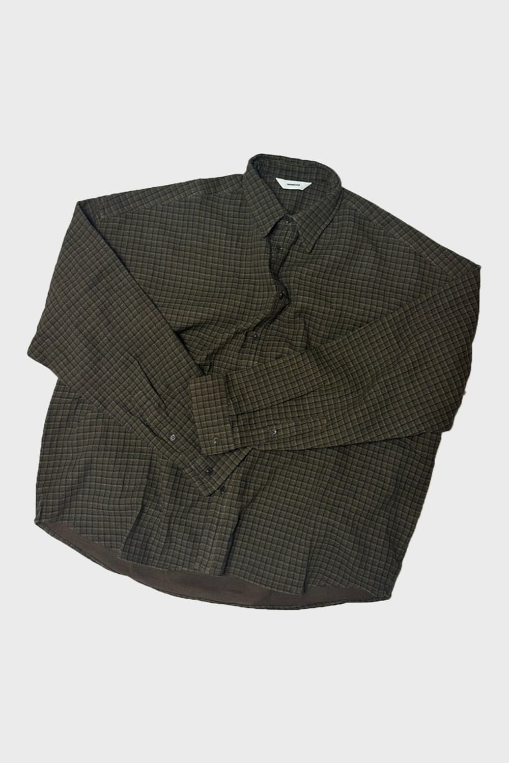 논노드 크롭 플렉시블 체크 셔츠 브라운 상품이미지2