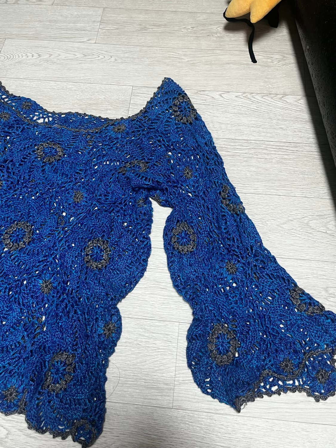 블루 크로셰 뜨개 니트 상품이미지4