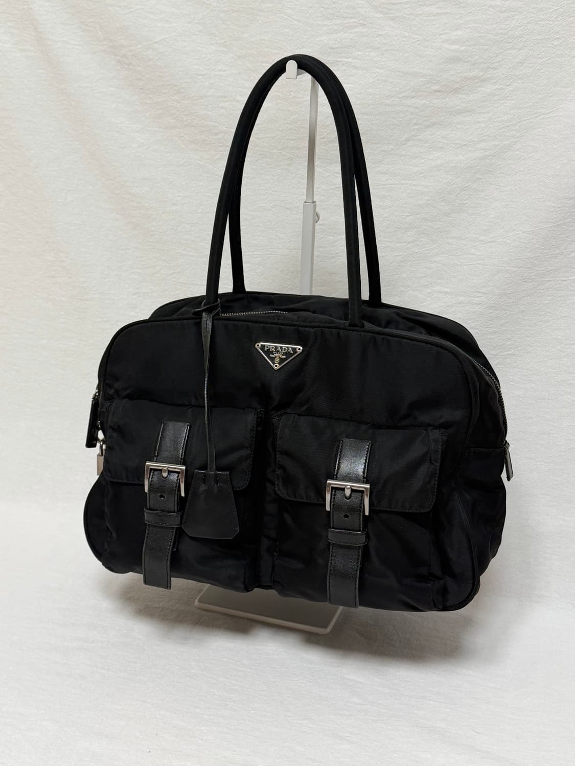 정품 프라다 포코노 나일론 투포켓 블랙 토트백 숄더백 여행가방 보스턴백 상품이미지5