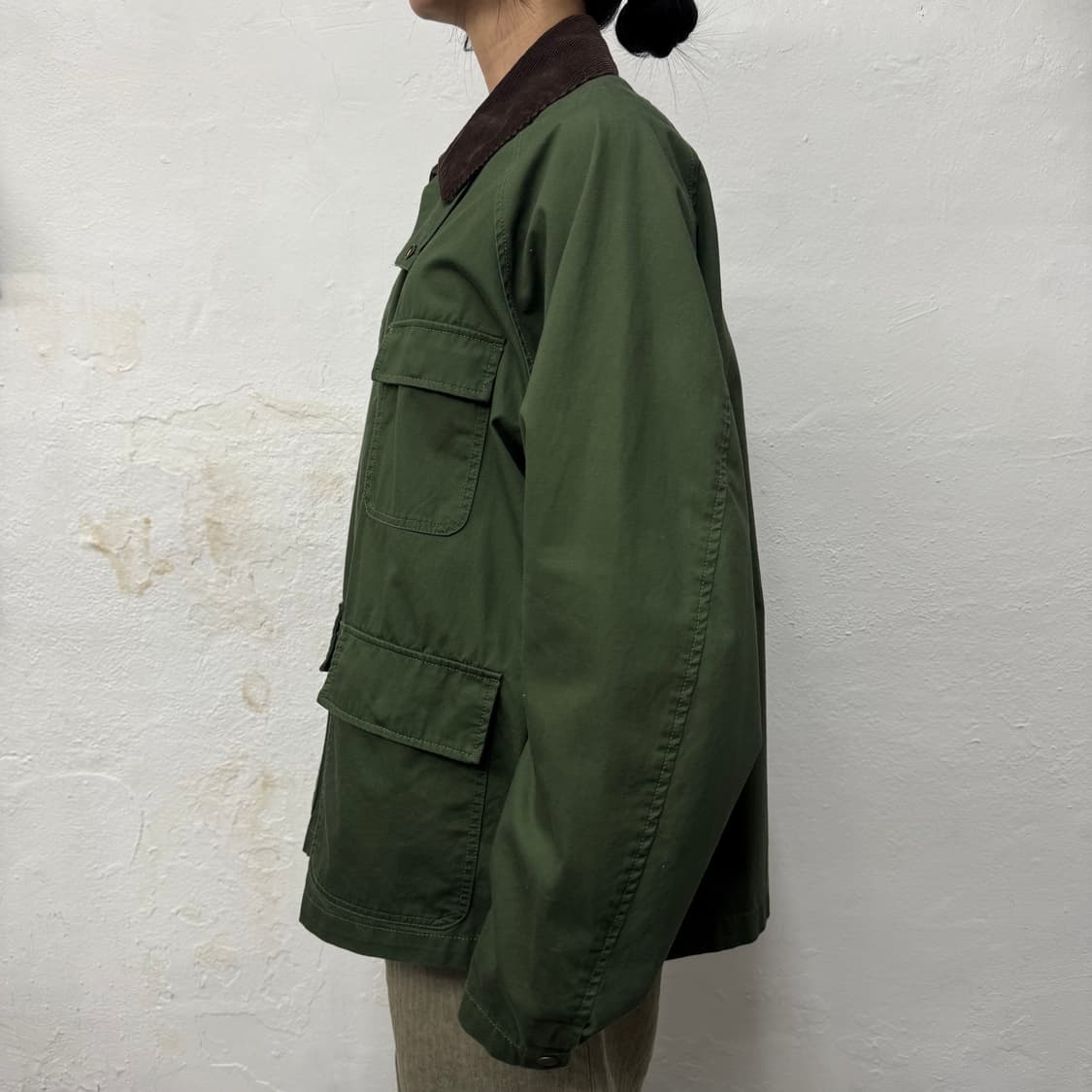 레이지블루(RAGE BLUE) 올리브컬러 코튼 혼방 코듀로이넥 헌팅 자켓 상품이미지2