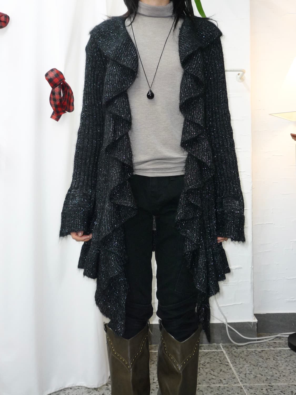 luminous black knit cardigan 상품이미지6