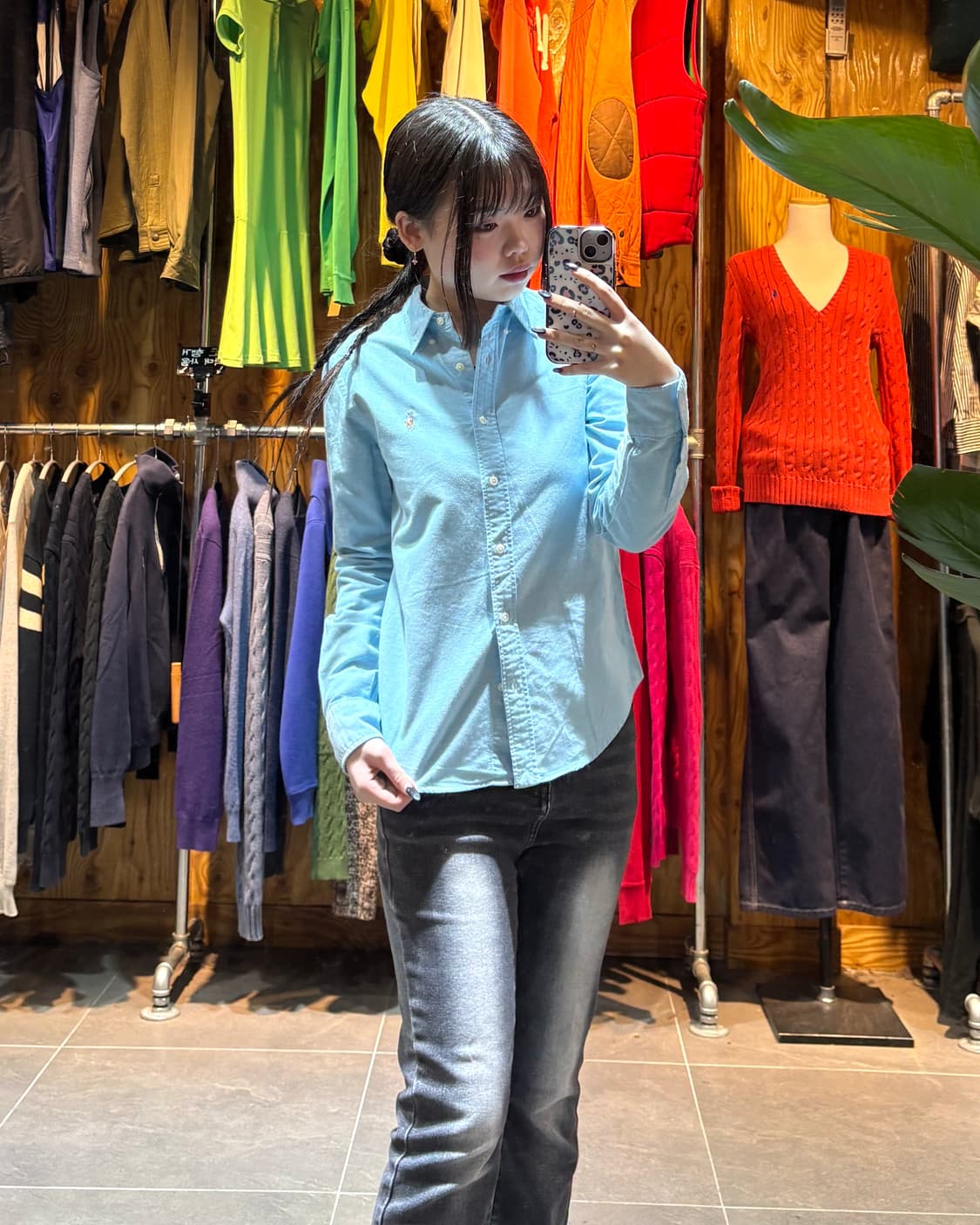 M 폴로랄프로렌 우먼스 스카이블루 코튼 셔츠  상품이미지1