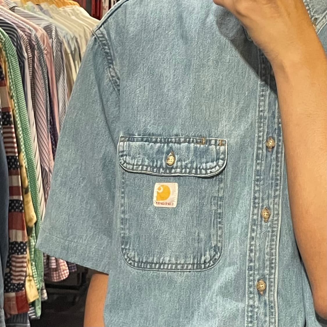 [IM] carhartt 칼하트 연청 데님 반팔셔츠 상품이미지7