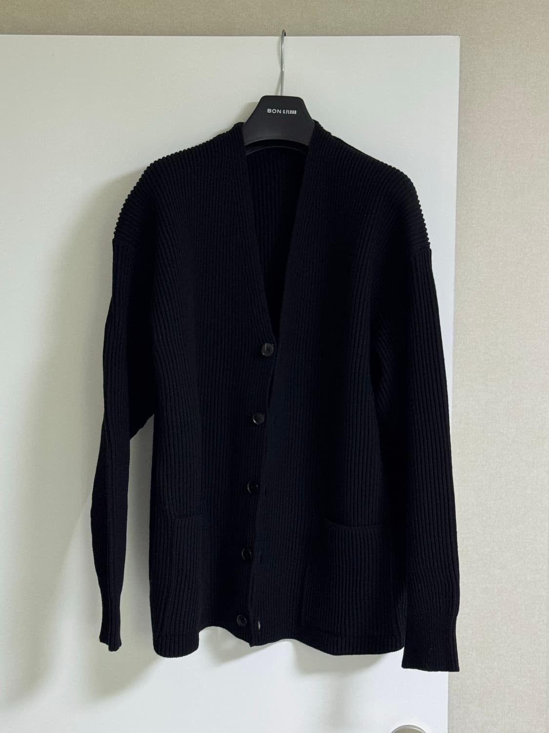 <5> 오라리 립 니트 울 가디건 블랙 상품이미지1