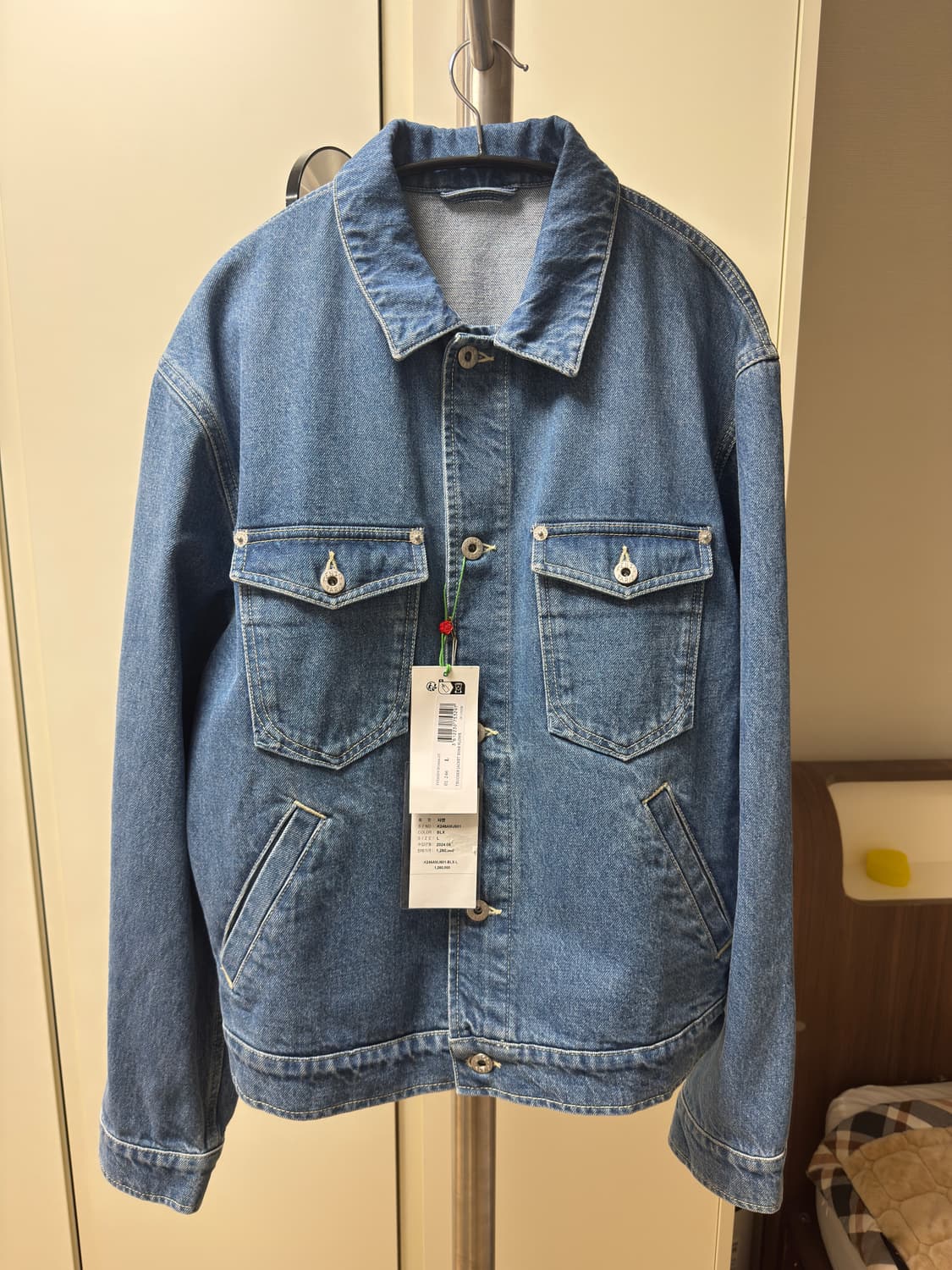 겐조 보케 플라워 자수 데님 트러커 자켓 네이비 블루 L사이즈 상품이미지1