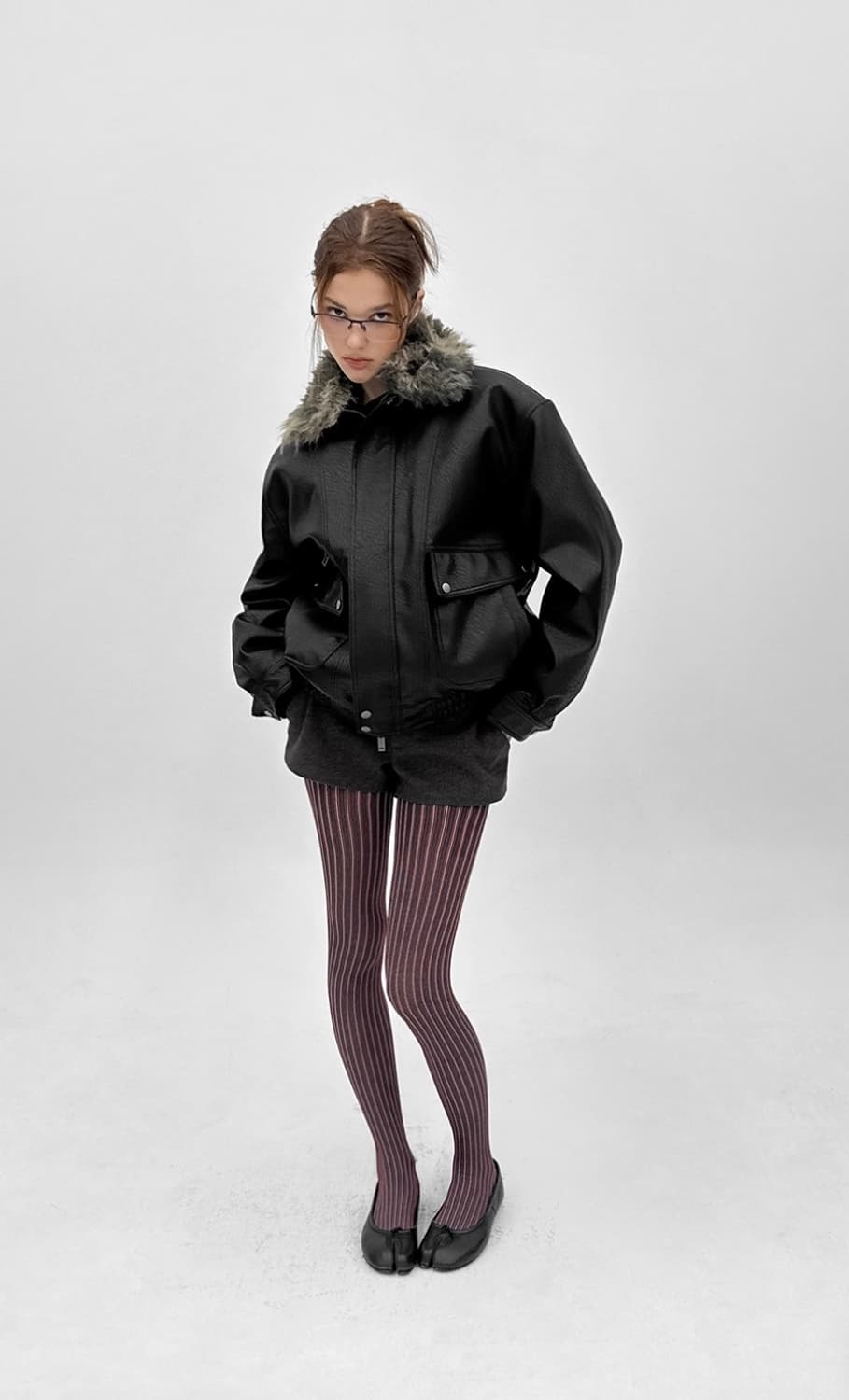 블랙업 퍼 레더점퍼 상품이미지2