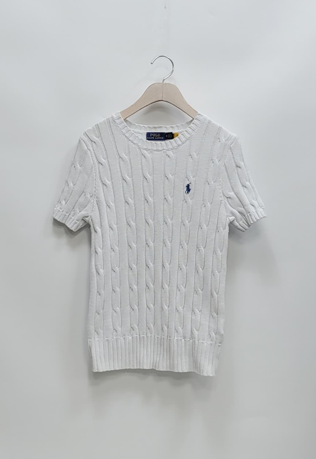 POLO 폴로 랄프로렌 케이블 반팔 니트 스웨트 / 여 M 화이트
 상품이미지1
