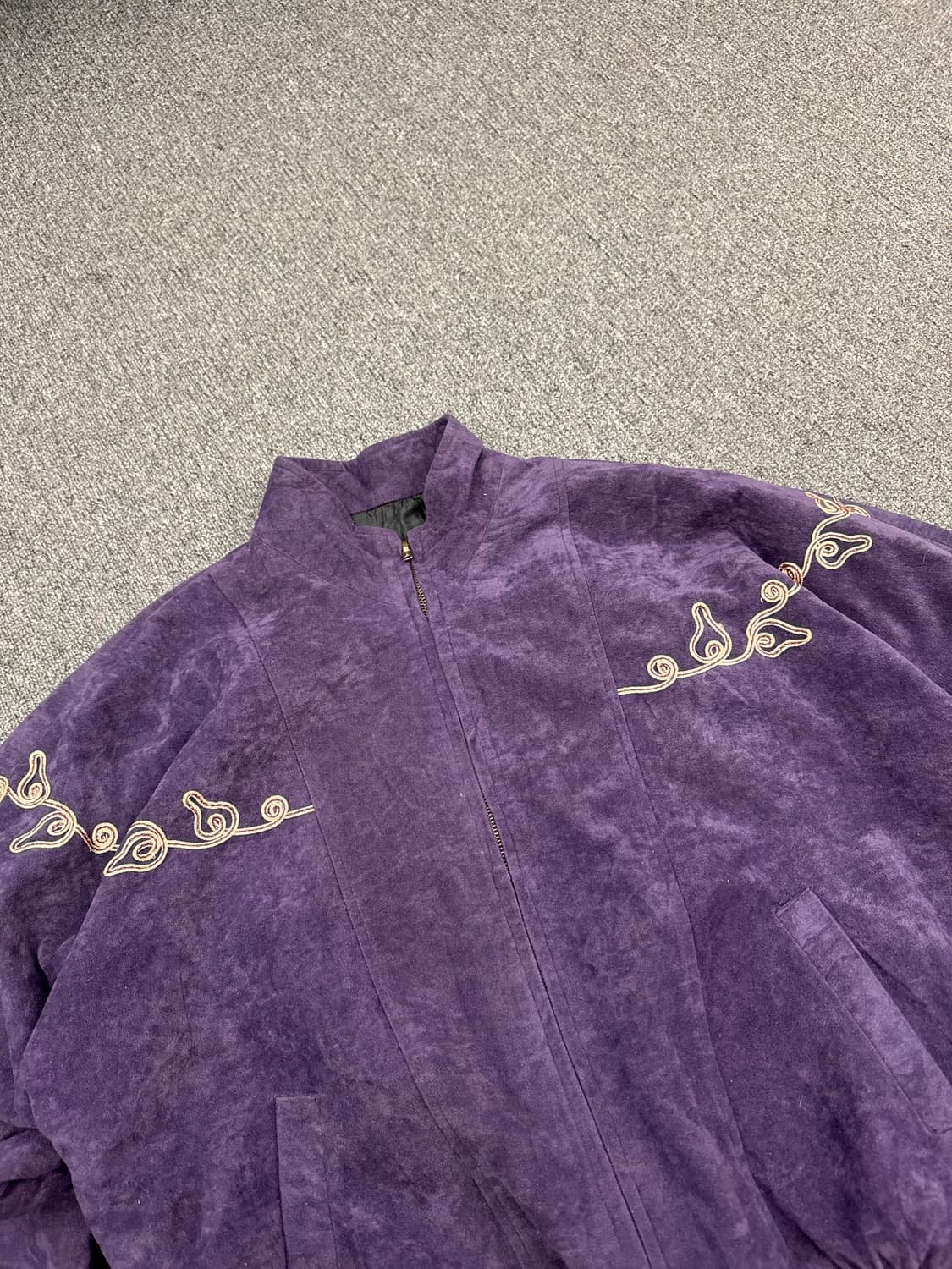 OS)Japanese vintage 퍼플 벨벳 빈티지 패턴 블루종 자켓 상품이미지3