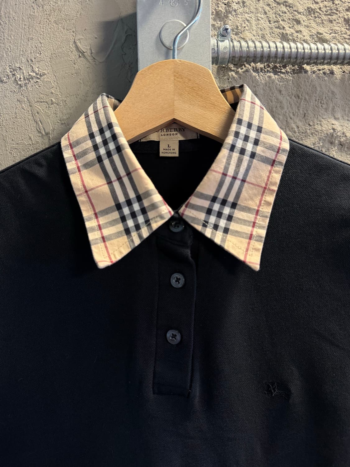 버버리 BURBERRY 런던 체크 카라 반팔 폴로 블랙 L 상품이미지3