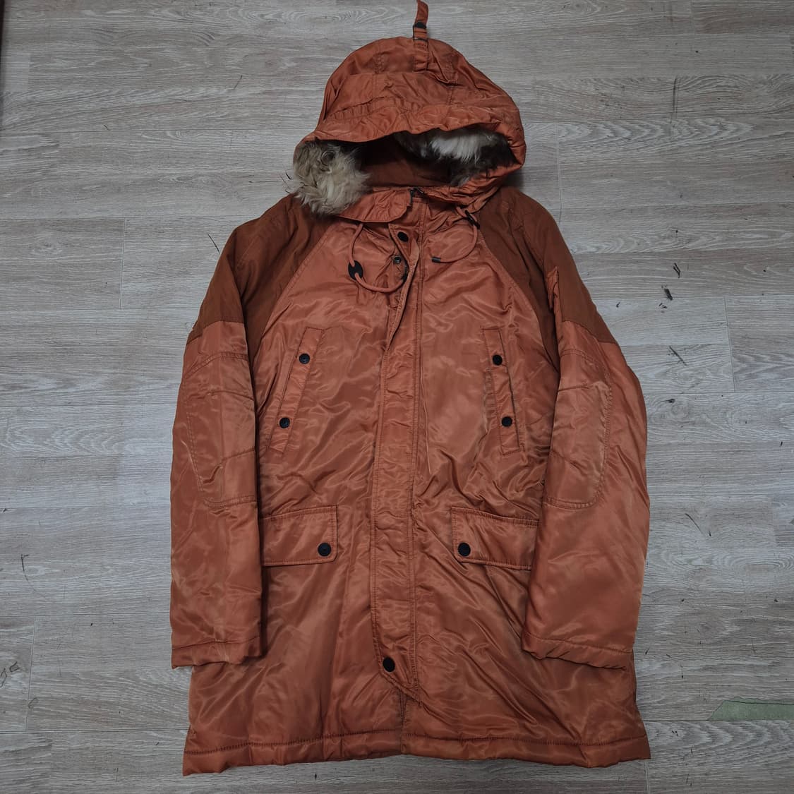 NIX 닉스 남성 사이드포켓 퍼후드 야상 롱패딩 점퍼 XL(105) 상품이미지1